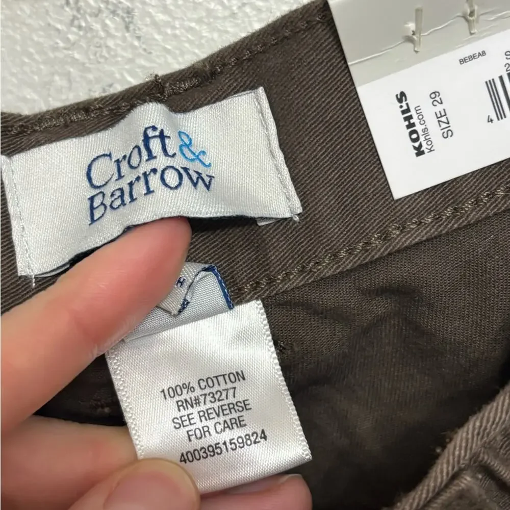 NWT Men's Croft & Barrow Kohl’s Side-Elastic 7.5-inch Cargo Shorts in Brown 29